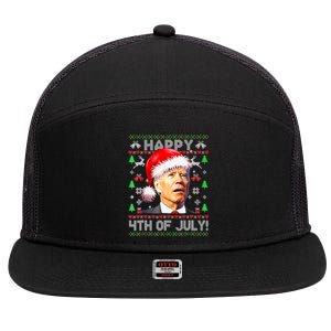 Merry Christmas Funny Joe Biden Happy 4th of July Ugly Xmas 7 Panel Mesh Trucker Snapback Hat