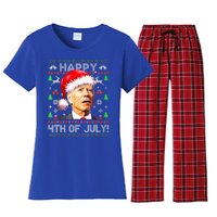 Merry Christmas Funny Joe Biden Happy 4th of July Ugly Xmas Women's Flannel Pajama Set