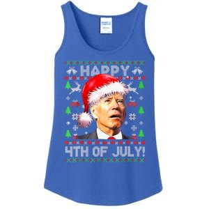 Merry Christmas Funny Joe Biden Happy 4th of July Ugly Xmas Ladies Essential Tank