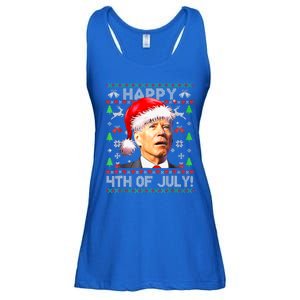 Merry Christmas Funny Joe Biden Happy 4th of July Ugly Xmas Ladies Essential Flowy Tank