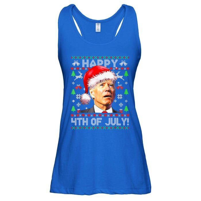 Merry Christmas Funny Joe Biden Happy 4th of July Ugly Xmas Ladies Essential Flowy Tank