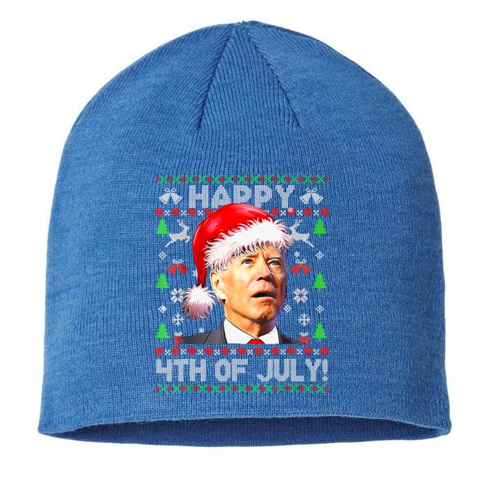 Merry Christmas Funny Joe Biden Happy 4th of July Ugly Xmas Sustainable Beanie