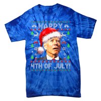 Merry Christmas Funny Joe Biden Happy 4th of July Ugly Xmas Tie-Dye T-Shirt