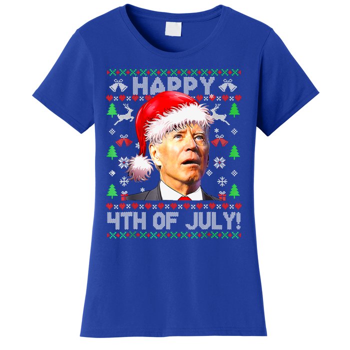 Merry Christmas Funny Joe Biden Happy 4th of July Ugly Xmas Women's T-Shirt