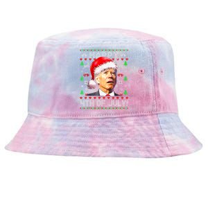 Merry Christmas Funny Joe Biden Happy 4th of July Ugly Xmas Tie-Dyed Bucket Hat