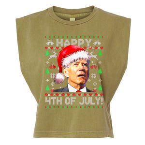 Merry Christmas Funny Joe Biden Happy 4th of July Ugly Xmas Garment-Dyed Women's Muscle Tee