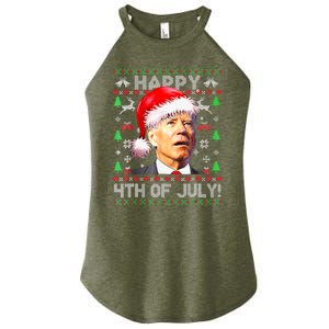 Merry Christmas Funny Joe Biden Happy 4th of July Ugly Xmas Women's Perfect Tri Rocker Tank