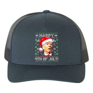 Merry Christmas Funny Joe Biden Happy 4th of July Ugly Xmas Yupoong Adult 5-Panel Trucker Hat