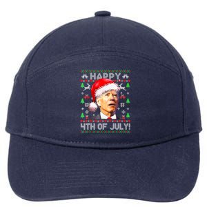 Merry Christmas Funny Joe Biden Happy 4th of July Ugly Xmas 7-Panel Snapback Hat