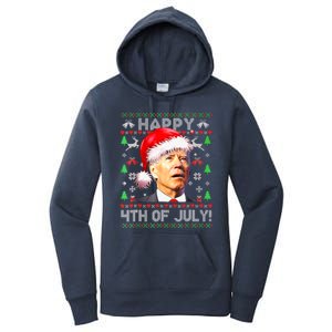 Merry Christmas Funny Joe Biden Happy 4th of July Ugly Xmas Women's Pullover Hoodie