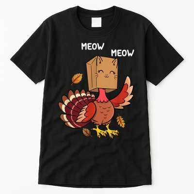 Meow Cat Funny Thanksgiving Turkey Tall T-Shirt