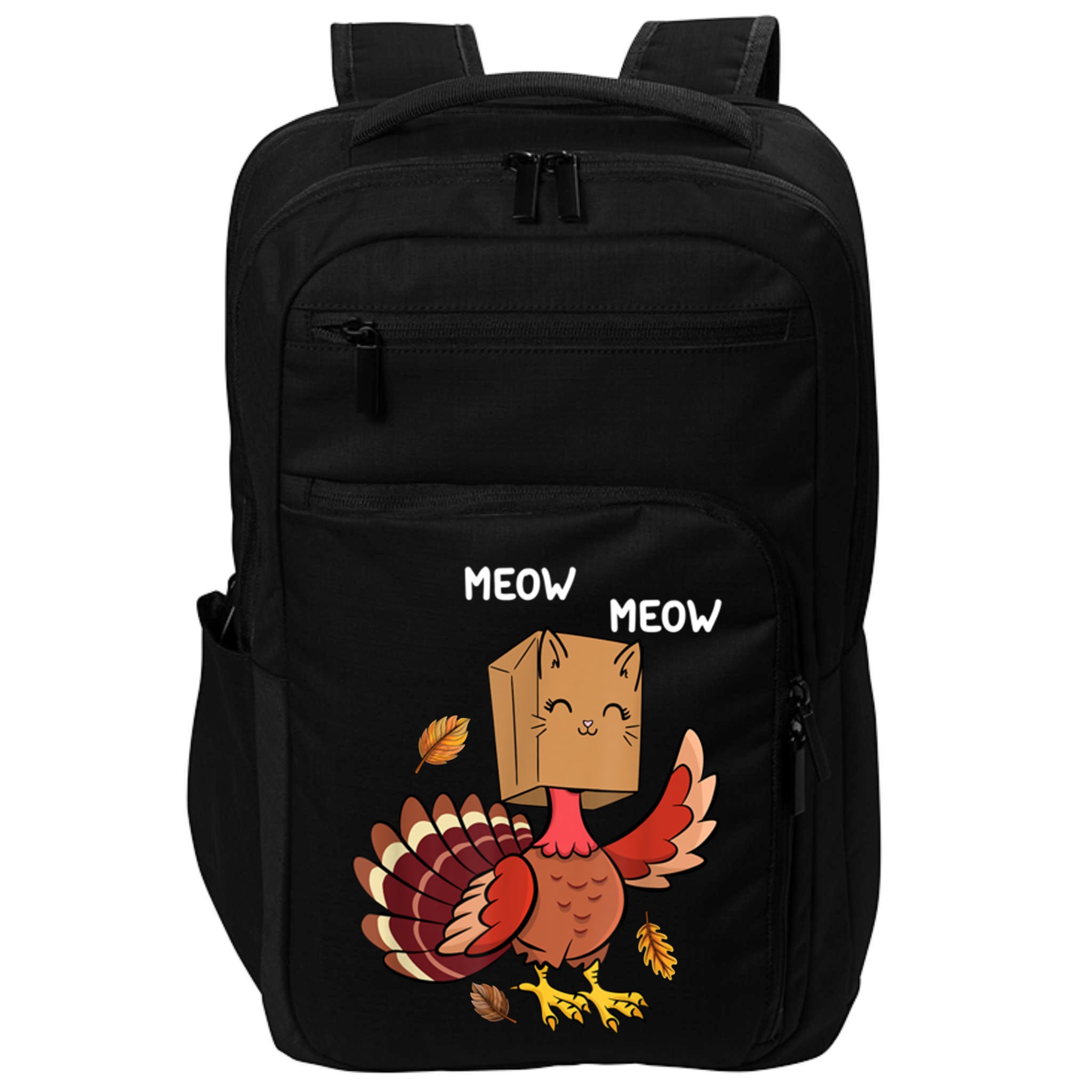 Meow Cat Funny Thanksgiving Turkey Impact Tech Backpack