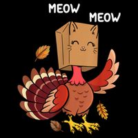 Meow Cat Funny Thanksgiving Turkey Button