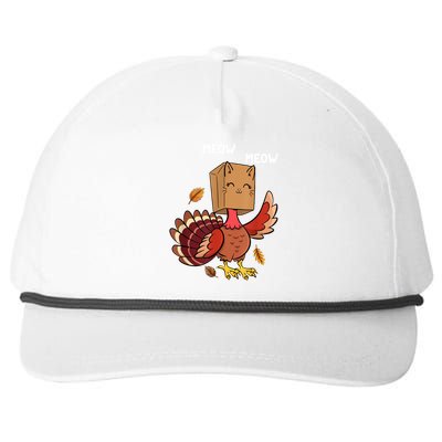 Meow Cat Funny Thanksgiving Turkey Snapback Five-Panel Rope Hat