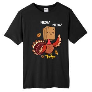 Meow Cat Funny Thanksgiving Turkey Tall Fusion ChromaSoft Performance T-Shirt