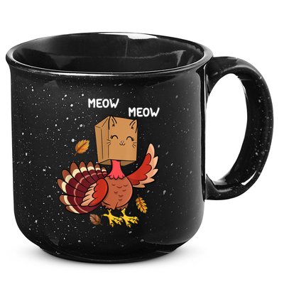 Meow Cat Funny Thanksgiving Turkey 15oz Campfire Ceramic Mug