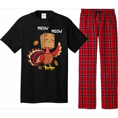 Meow Cat Funny Thanksgiving Turkey Pajama Set