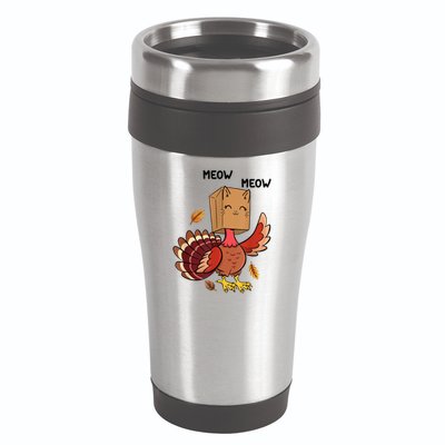 Meow Cat Funny Thanksgiving Turkey 16oz Travel Tumbler