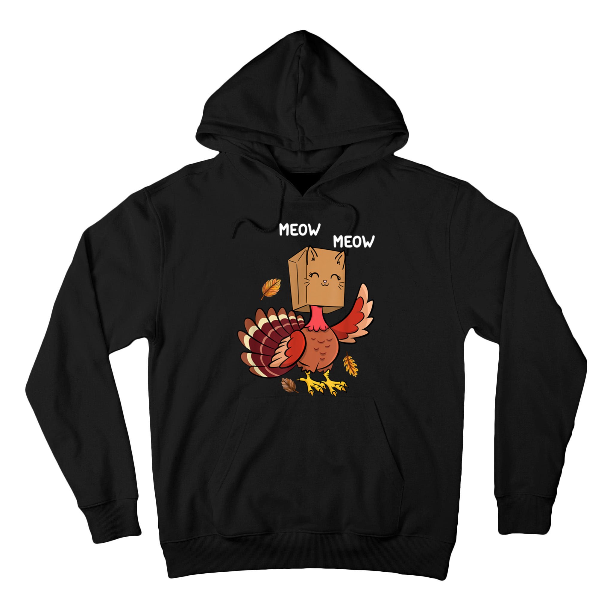 Meow Cat Funny Thanksgiving Turkey Tall Hoodie