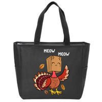Meow Cat Funny Thanksgiving Turkey Zip Tote Bag
