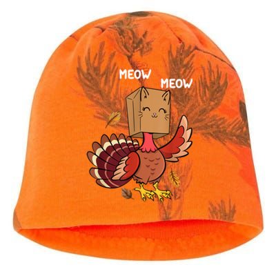 Meow Cat Funny Thanksgiving Turkey Kati - Camo Knit Beanie