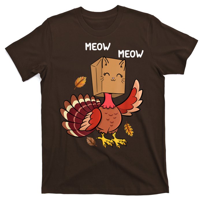 Meow Cat Funny Thanksgiving Turkey T-Shirt