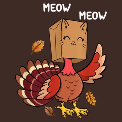 Meow Cat Funny Thanksgiving Turkey T-Shirt