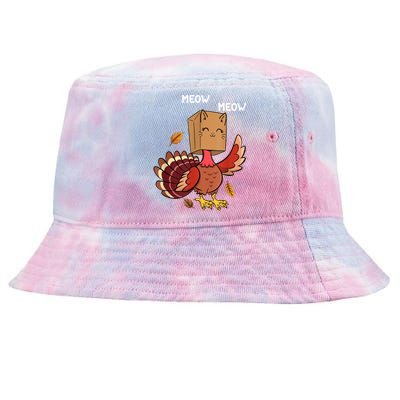 Meow Cat Funny Thanksgiving Turkey Tie-Dyed Bucket Hat