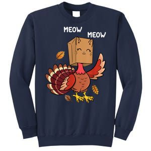 Meow Cat Funny Thanksgiving Turkey Sweatshirt