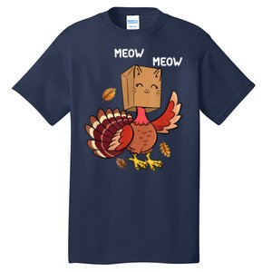 Meow Cat Funny Thanksgiving Turkey Tall T-Shirt