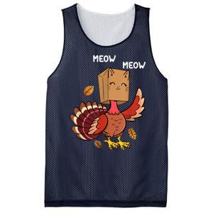 Meow Cat Funny Thanksgiving Turkey Mesh Reversible Basketball Jersey Tank