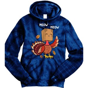 Meow Cat Funny Thanksgiving Turkey Tie Dye Hoodie