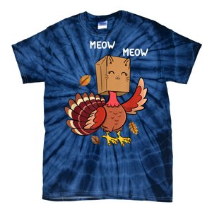 Meow Cat Funny Thanksgiving Turkey Tie-Dye T-Shirt