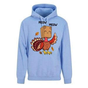 Meow Cat Funny Thanksgiving Turkey Unisex Surf Hoodie