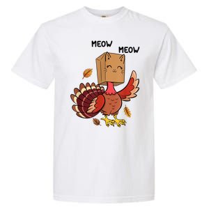 Meow Cat Funny Thanksgiving Turkey Garment-Dyed Heavyweight T-Shirt