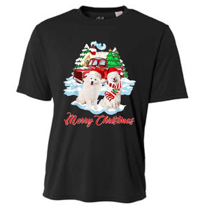 Merry Christmas Funny Santa Samoyed Dog Lover Christmas Cooling Performance Crew T-Shirt