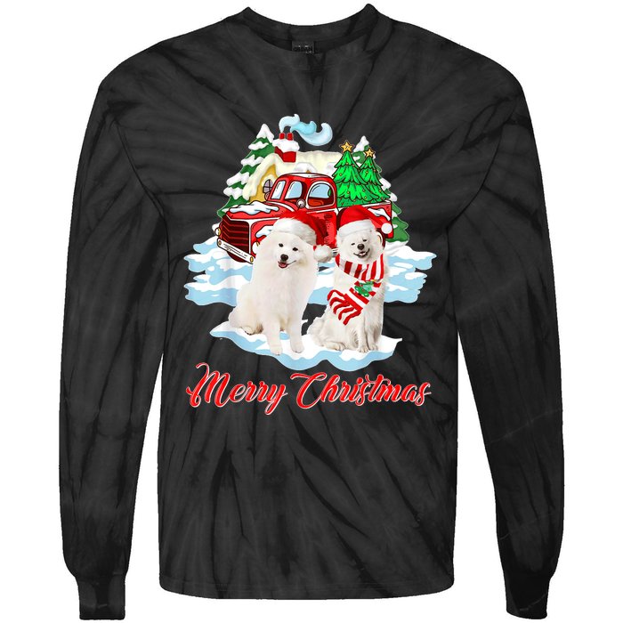 Merry Christmas Funny Santa Samoyed Dog Lover Christmas Tie-Dye Long Sleeve Shirt