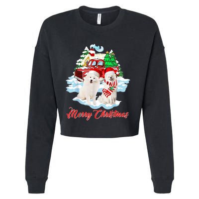 Merry Christmas Funny Santa Samoyed Dog Lover Christmas Cropped Pullover Crew