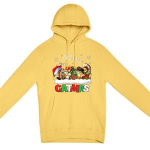 Merry Catmas Funny Cat Dad Cat Mom Christmas Cat Premium Pullover Hoodie