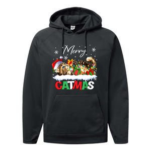 Merry Catmas Funny Cat Dad Cat Mom Christmas Cat Performance Fleece Hoodie