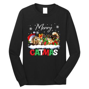 Merry Catmas Funny Cat Dad Cat Mom Christmas Cat Long Sleeve Shirt