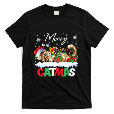 Merry Catmas Funny Cat Dad Cat Mom Christmas Cat T-Shirt