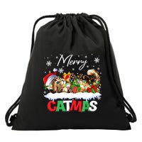 Merry Catmas Funny Cat Dad Cat Mom Christmas Cat Drawstring Bag