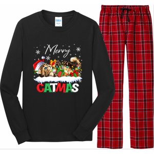 Merry Catmas Funny Cat Dad Cat Mom Christmas Cat Long Sleeve Pajama Set