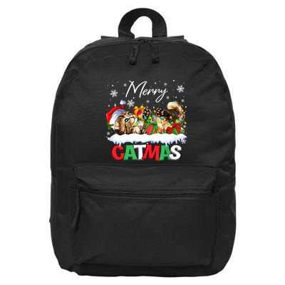 Merry Catmas Funny Cat Dad Cat Mom Christmas Cat 16 in Basic Backpack