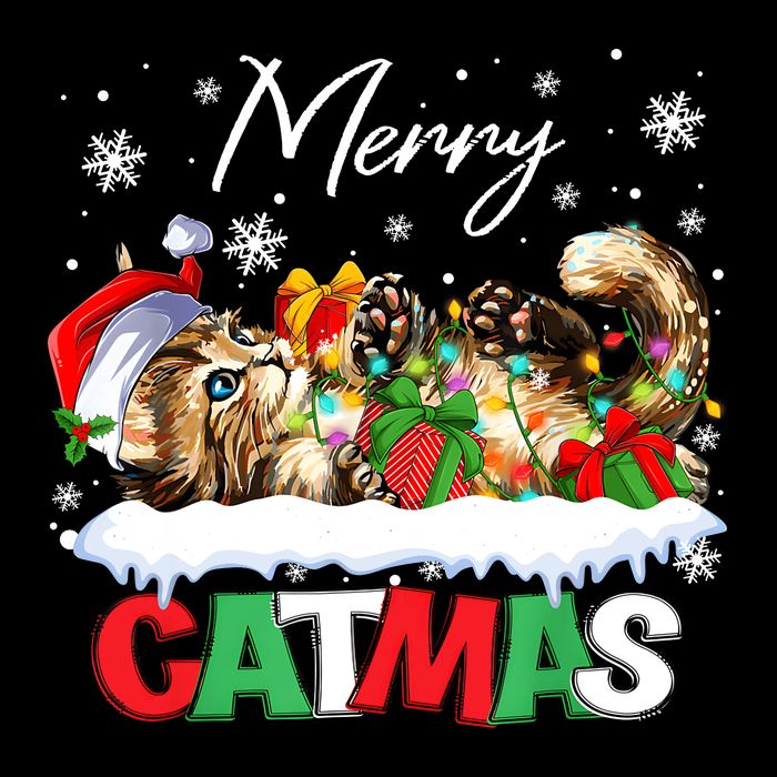 Merry Catmas Funny Cat Dad Cat Mom Christmas Cat 16 in Basic Backpack