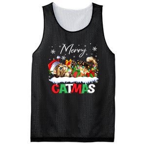 Merry Catmas Funny Cat Dad Cat Mom Christmas Cat Mesh Reversible Basketball Jersey Tank