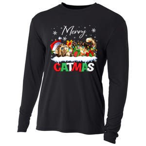 Merry Catmas Funny Cat Dad Cat Mom Christmas Cat Cooling Performance Long Sleeve Crew