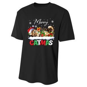 Merry Catmas Funny Cat Dad Cat Mom Christmas Cat Performance Sprint T-Shirt