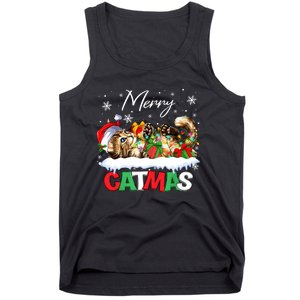 Merry Catmas Funny Cat Dad Cat Mom Christmas Cat Tank Top